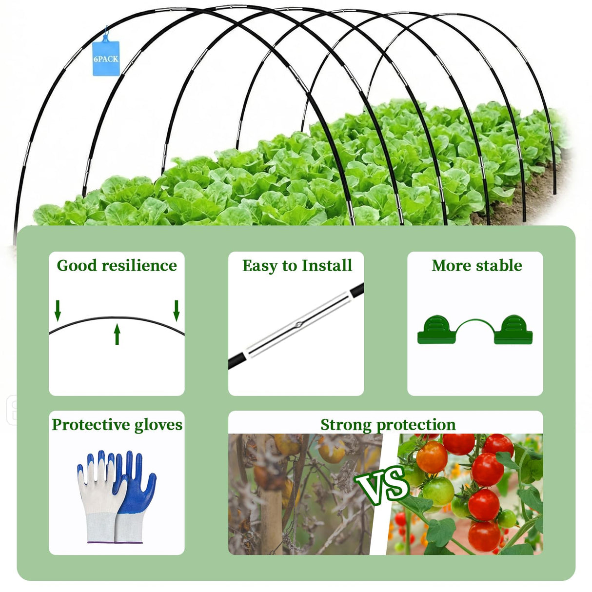 6 Sets of Garden Netting Kit for Raised Beds 10 x 33 FT Strong Mesh Netting