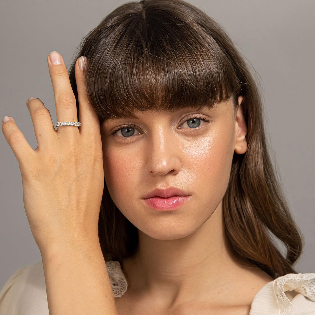 PAVOI 14K Yellow Gold Plated Rings Square-Cut Cubic Zirconia Love Ring | 3mm Stackable Rings for Women | Yellow Gold Rings for Women Size 3