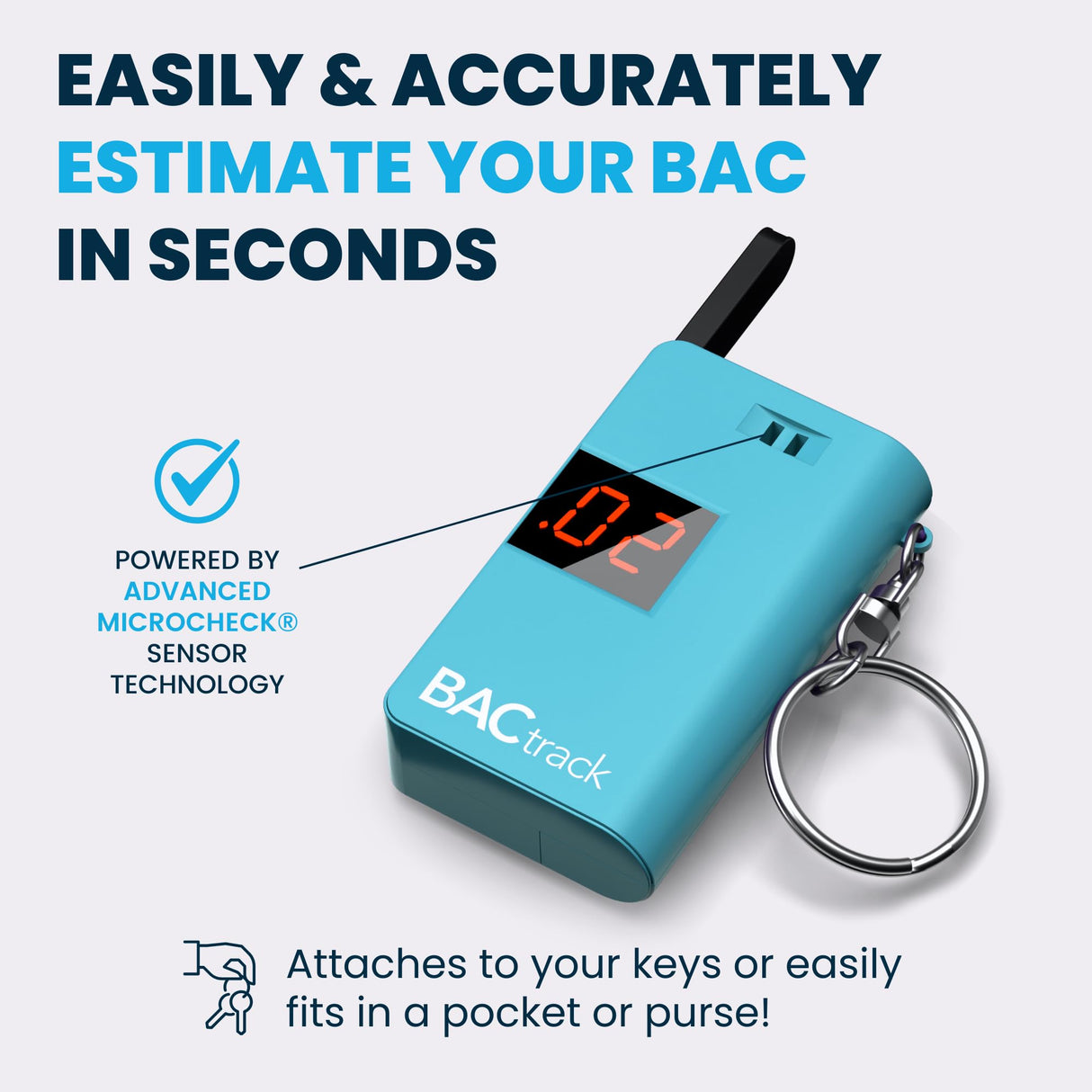 BACtrack Keychain Breathalyzer (Blue) | Ultra-Portable Pocket Keyring Alcohol Tester for Personal Use