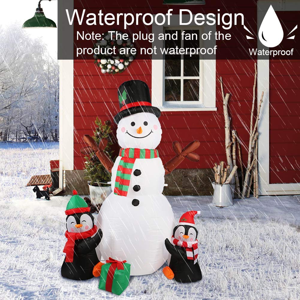 OurWarm 6ft Christmas Inflatables Outdoor Decorations, Blow Up Snowman Penguins Inflatable with Rotating LED Lights for Christmas Indoor Outdoor Yard Garden Decorations