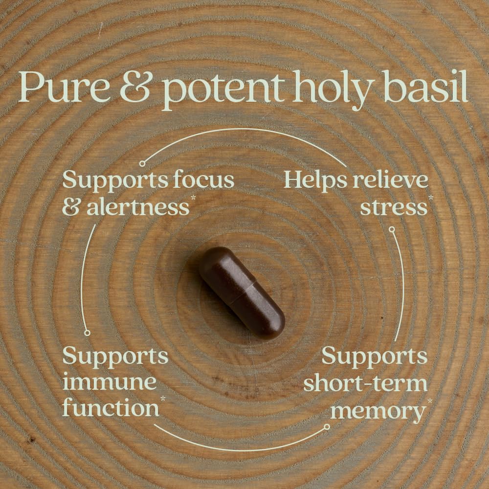 New Chapter Stress Relief Supplement - Holy Basil Force with Supercritical Holy Basil for Stress Support + Immune Support + Non-GMO Ingredients - Vegetarian Capsules, 120 Count