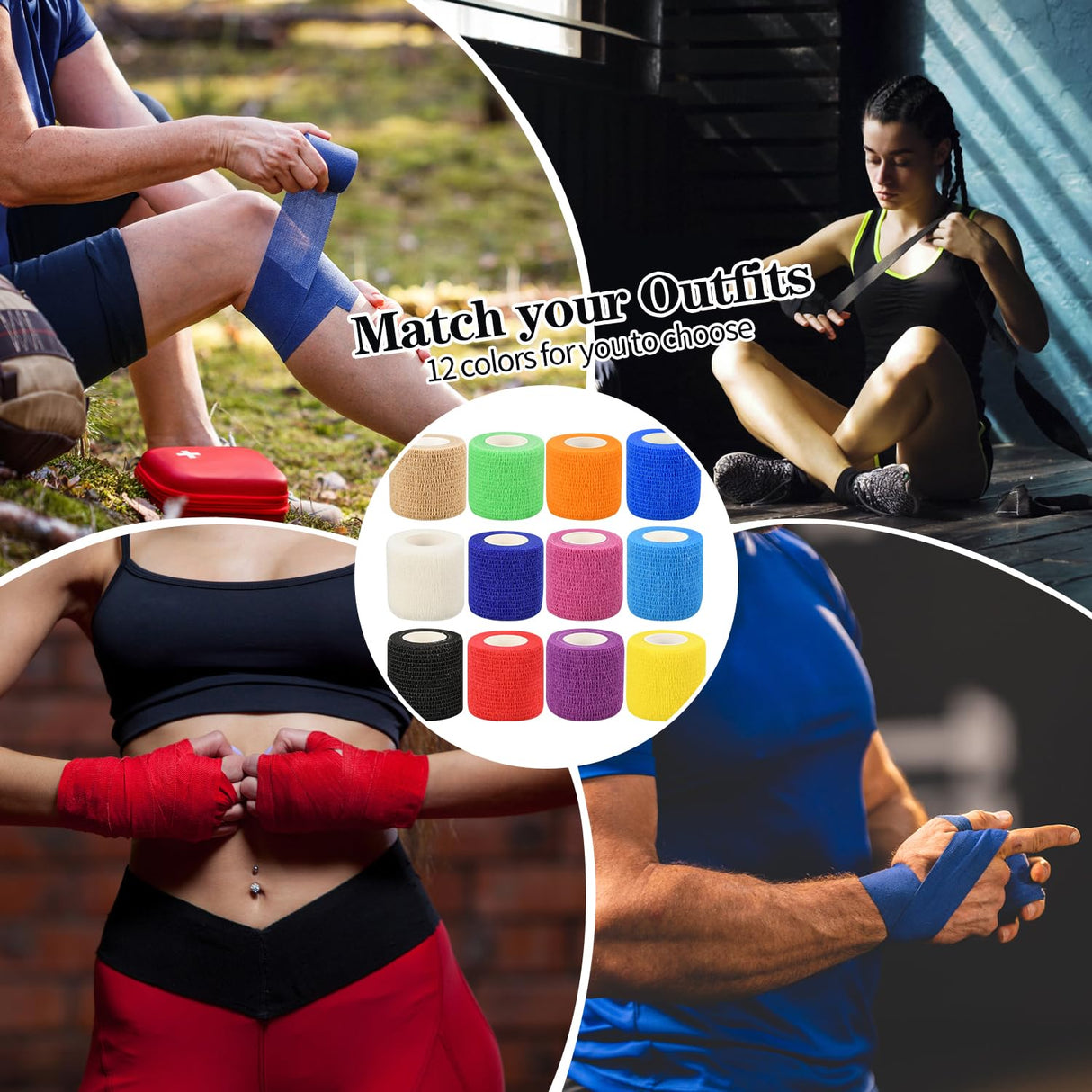 4" Self Adhesive Bandage Wraps, 24pcs Vet Wraps, Skin Color, 5 Yard Self Adherent Wraps for Sports, Wrist, Ankle and Swelling (4", Skin Color, 24pcs)