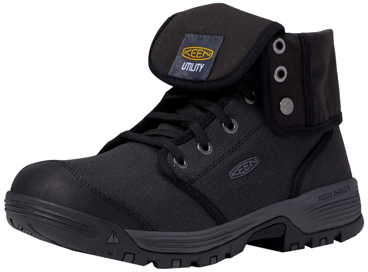 KEEN Utility Men's Roswell Mid Height Soft Toe Canvas Work Boots, Black/Magnet, 7