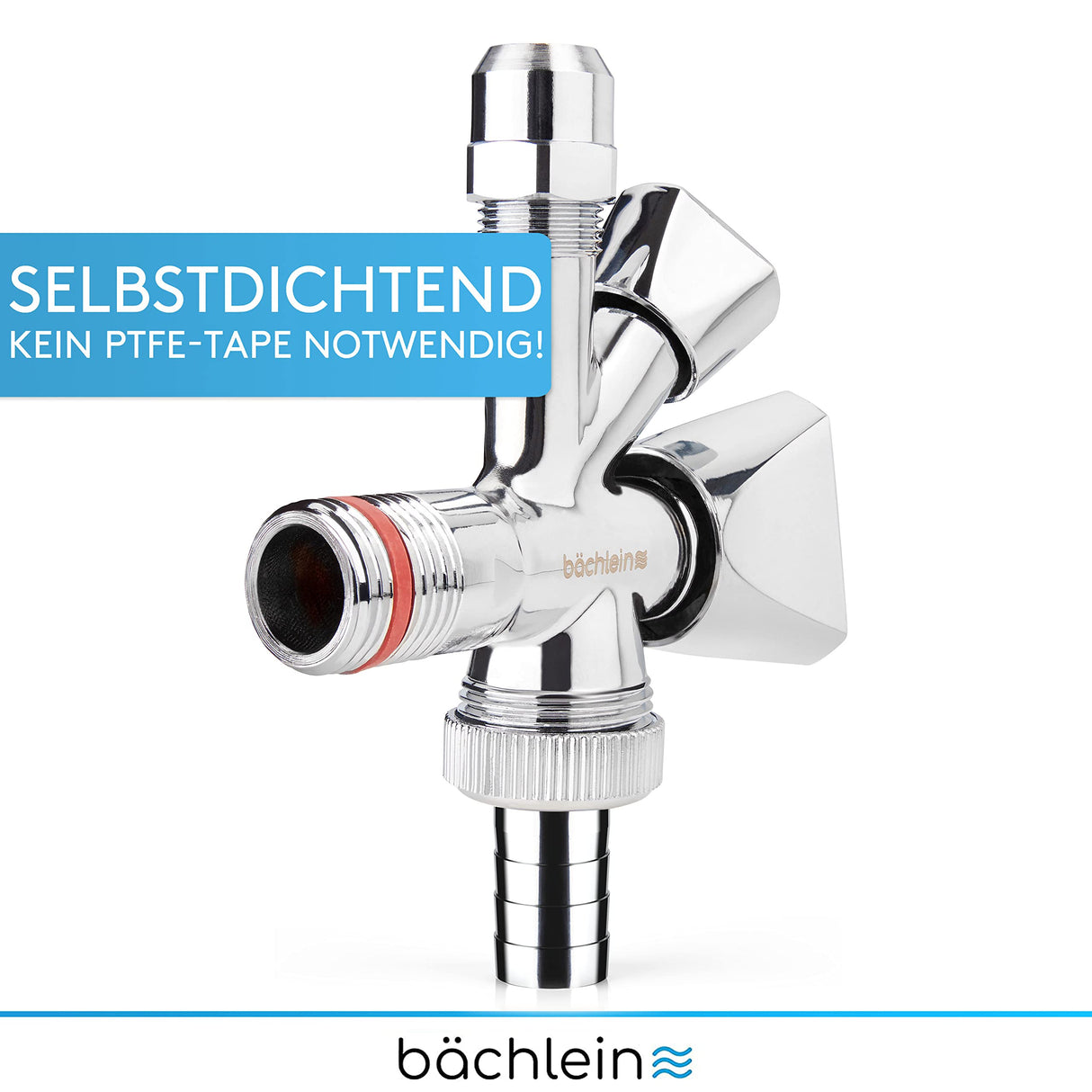 Valvola Angolare Combinata Universale Bächlein Autosigillante, Valvola Angolare Combinata per Tubi dell'Acqua Fredda e Calda con un'Ampia Gamma di Opzioni di Collegamento, Valvola Angolare