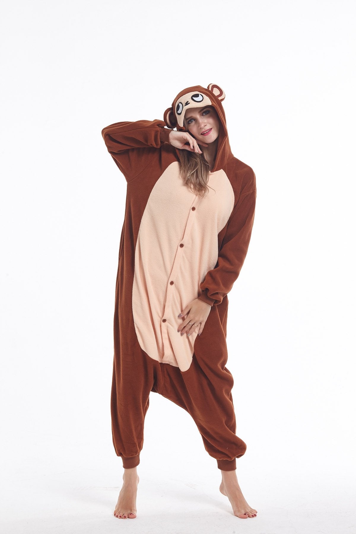 Sqlszt Animal Monkey Onesie Adult Unisex Christmas One Piece Halloween Cosplay Costume Pajamas Suit for Women Men