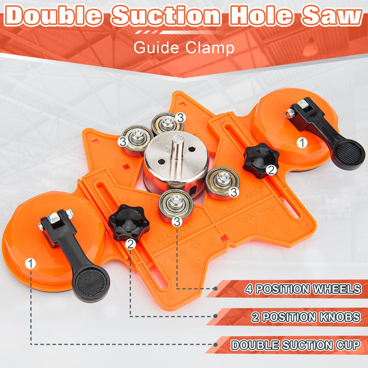Semderm Diamond Hole Saw Kit, Tile Hole Saw with Double Suction Cups, Diamond Drill Bits for Glass, Porcelain Tile, Ceramic, Grantite, Marble