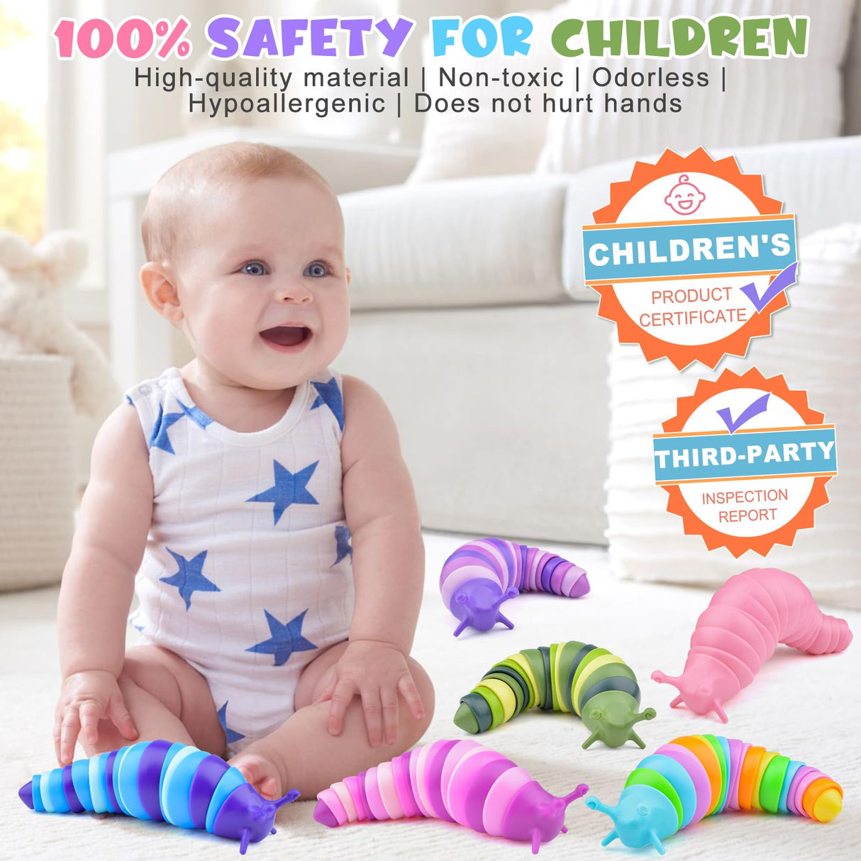 Cevioce Sensory Slug Fidget Toys,Fidget Slug Toys for Adults & Kids Party Favors,4 PCS Cute Autism Sensory Toys for Autistic Children,Toddler Toys Age 3+,Travel Toys for 3+ Year Old(A)