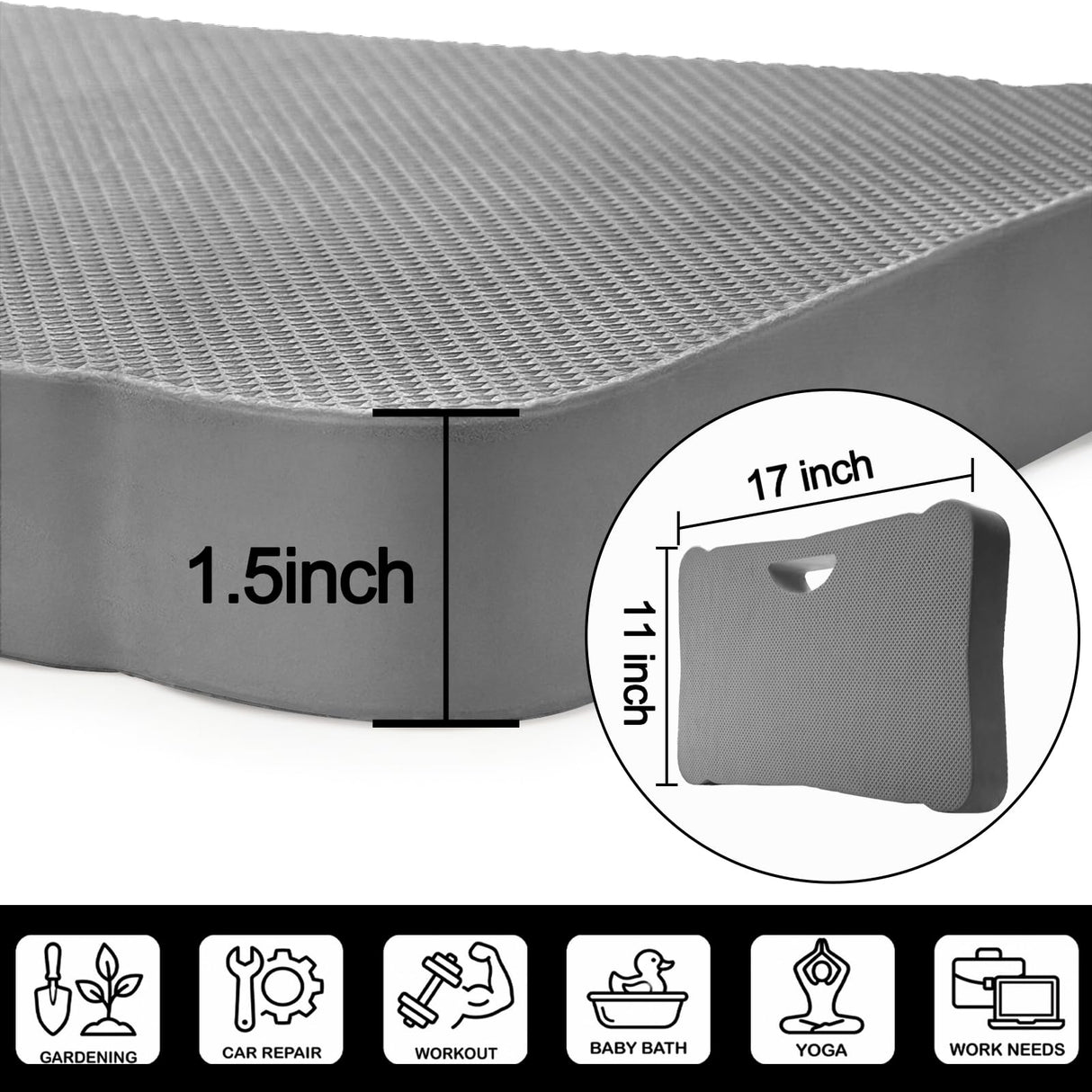 ZENFUN 3 Pack Kneeling Mats, Heavy Duty Thick Foam Kneeling Pad, Shock Absorbent Pads, High Density Premium Kneeling Pads for Yoga Exercise, Foam Kneeler Mat Garden Cushions, Water Proof