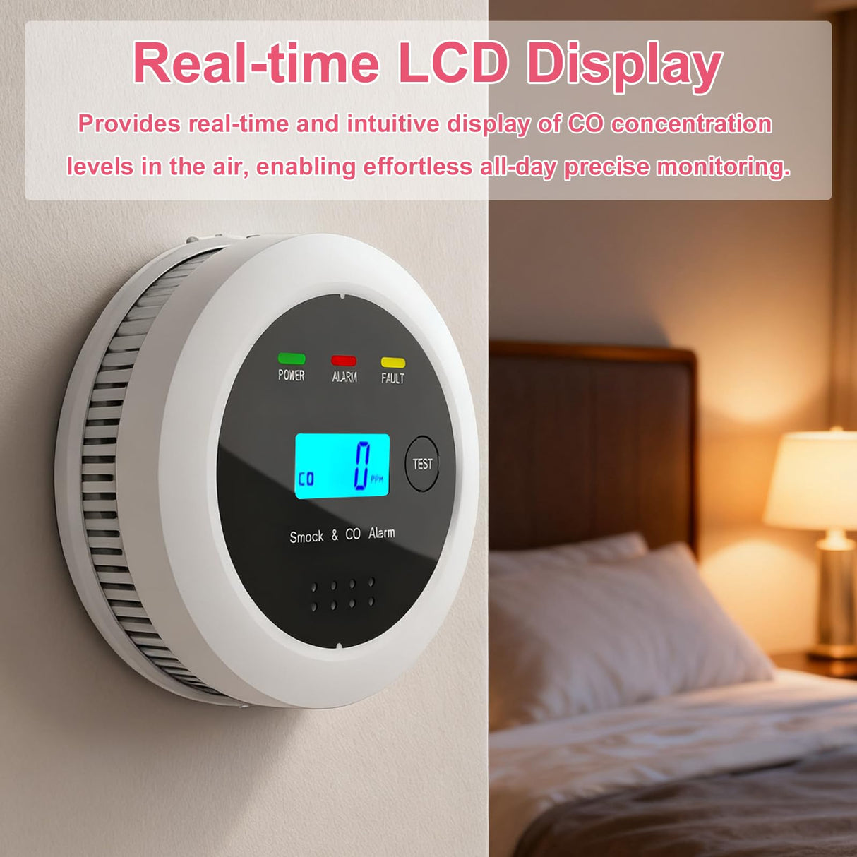 3-Pack Smoke and Carbon Monoxide Detector Combo, 2-in-1 Dual Sensor CO & Smoke Alarm, Battery Operated Carbon Monoxide Detectors with LCD Display for Home, Easy to Install
