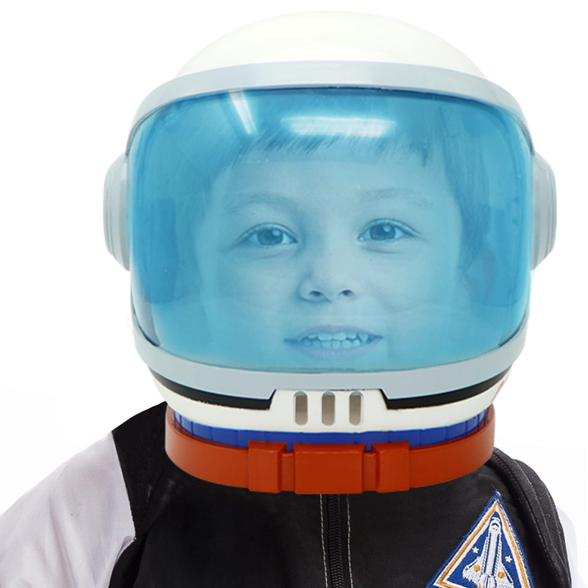Astronaut Helmet, Space Helmet with Blue Movable Visor, Party Costume, School Classroom Dress Up, Pretend Role Play Party Supplies, Kids Christmas Halloween Toys Birthday Gifts, Blue and Orange