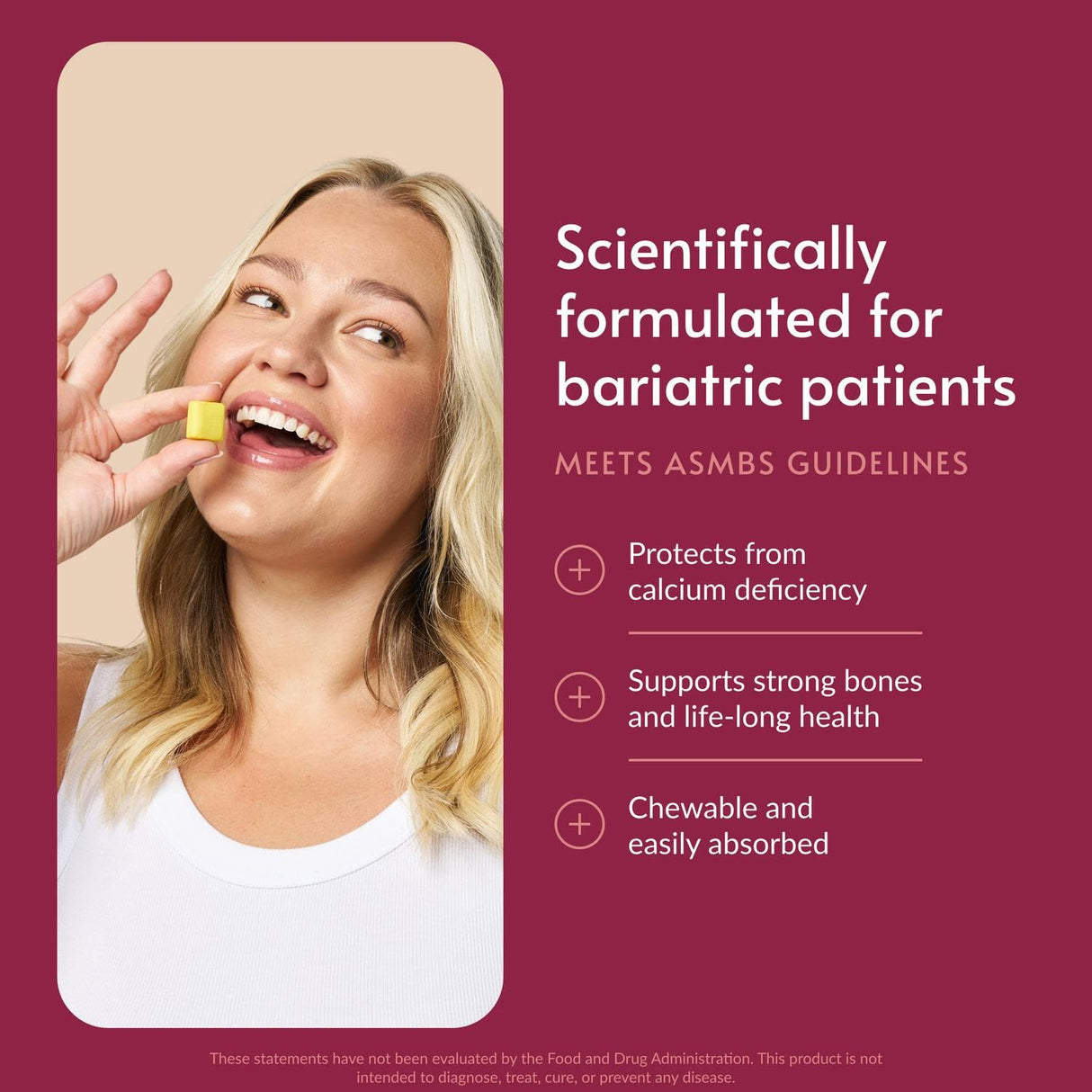 Bariatric Advantage Calcium Citrate Chewy Bites 500 mg - Highly Absorbable & Digestible - Vitamin D3 - Easily Chewable Calcium Supplement - Pineapple Mango - 90 Count