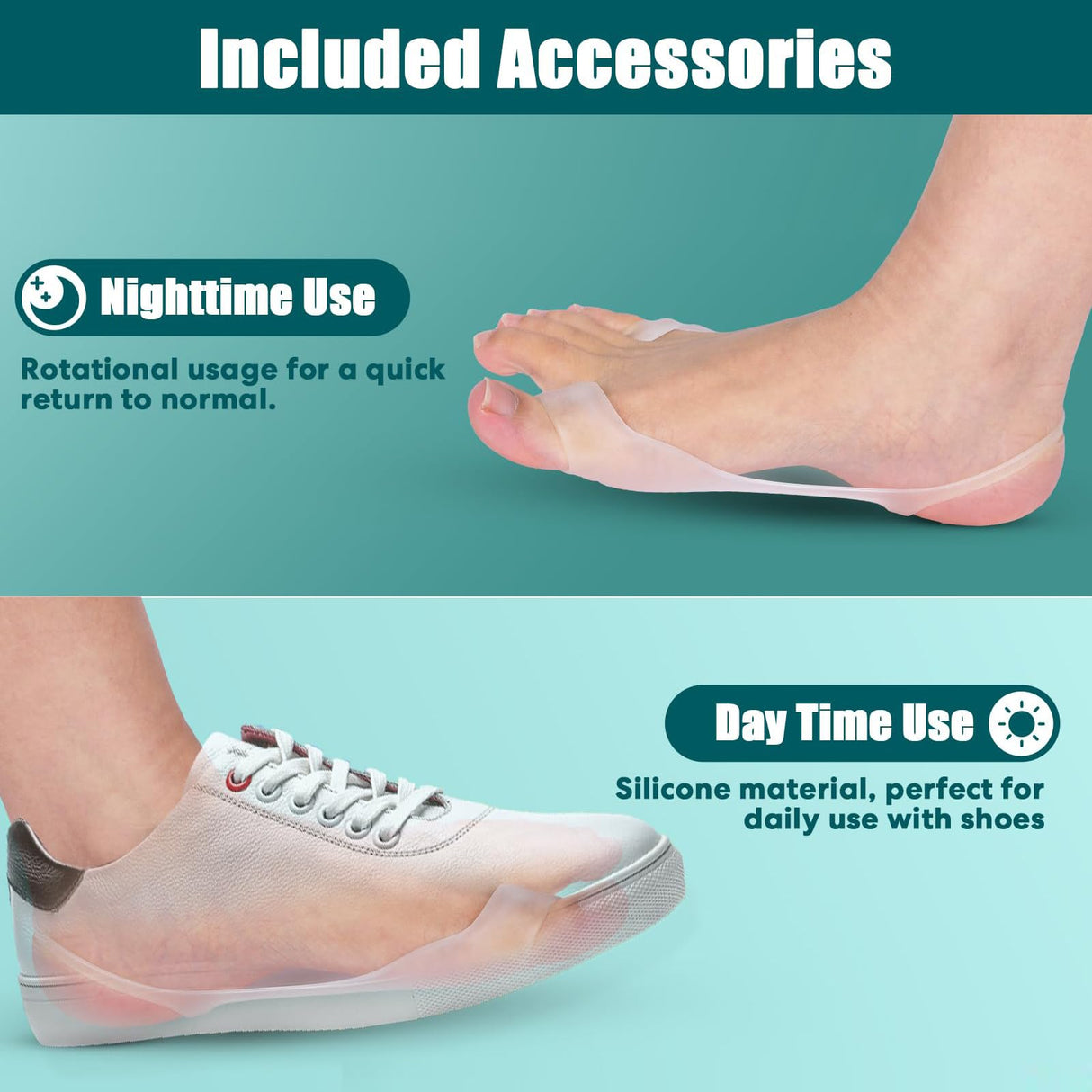 Kutain Upgraded Bunion Corrector for Women & Men, Orthopedic Bunions Correction with Non Slip Big Toe Straighteners, Adjustable Bunion Splint Suitable for Day/Night Feet Bunion Relief (2PCS)