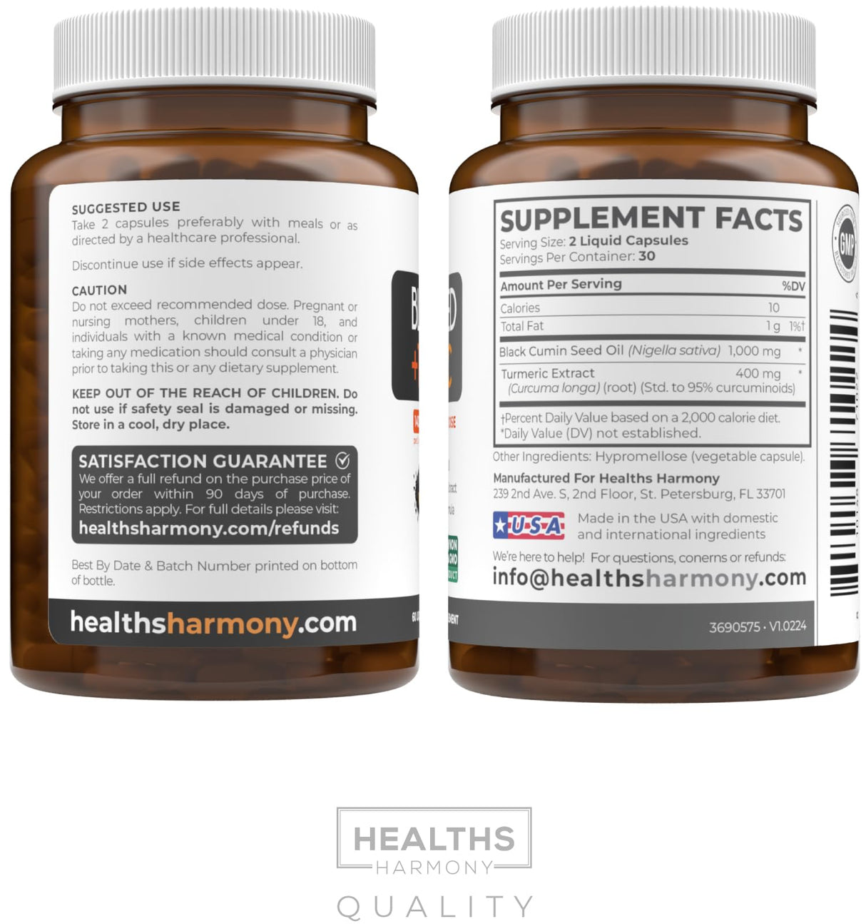 Cold-Pressed Black Seed Oil Capsules - Vegan Non-GMO Nigella Sativa Black Seed Oil Supplement with Turmeric Extract for Comfort Mobility & Immune Support - Curcuminoid & Thymoquinone-Rich (1 Month)