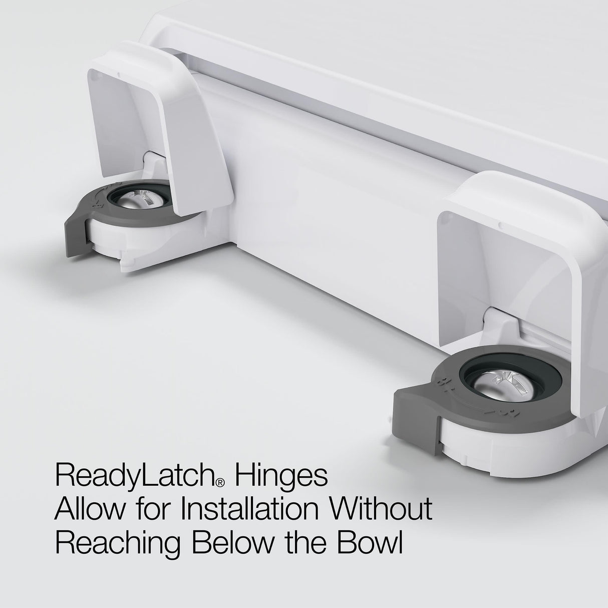 KOHLER 4636-RL-0 Cachet ReadyLatch Elongated Slow Close Toilet Seat Quiet Lid, Contoured Grip-Tight Bumpers Installation Hardware, Apartment Essentials, White