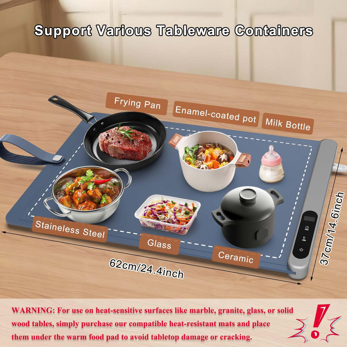 FYY Warming Mat for Food - Rapid and Full Surface Heating, 6 Temp Settings, 6H Timer, Rollable Portable Food Warming Mat, Ideal for Gatherings, Parties, Keep Meal Warm (X Large Size, Navy)