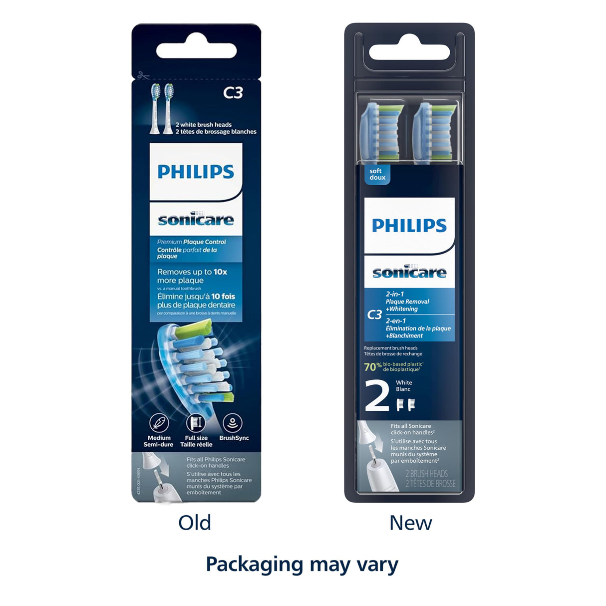 Philips Sonicare Genuine C3 Premium Plaque Control Toothbrush Heads, One Year Supply, 2 Brush Heads, Black, HX9044/95