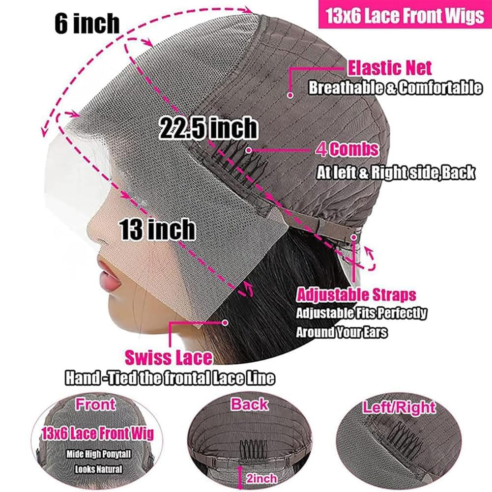 30 Inch Deep Wave Lace Front Wigs Human Hair 200 Density 13x6 HD Transparent Lace Front Wigs Human Hair Pre Plcked Curly Human Hair Wig for Women Deep Wave Frontal Wigs Human Hair with Baby Hair