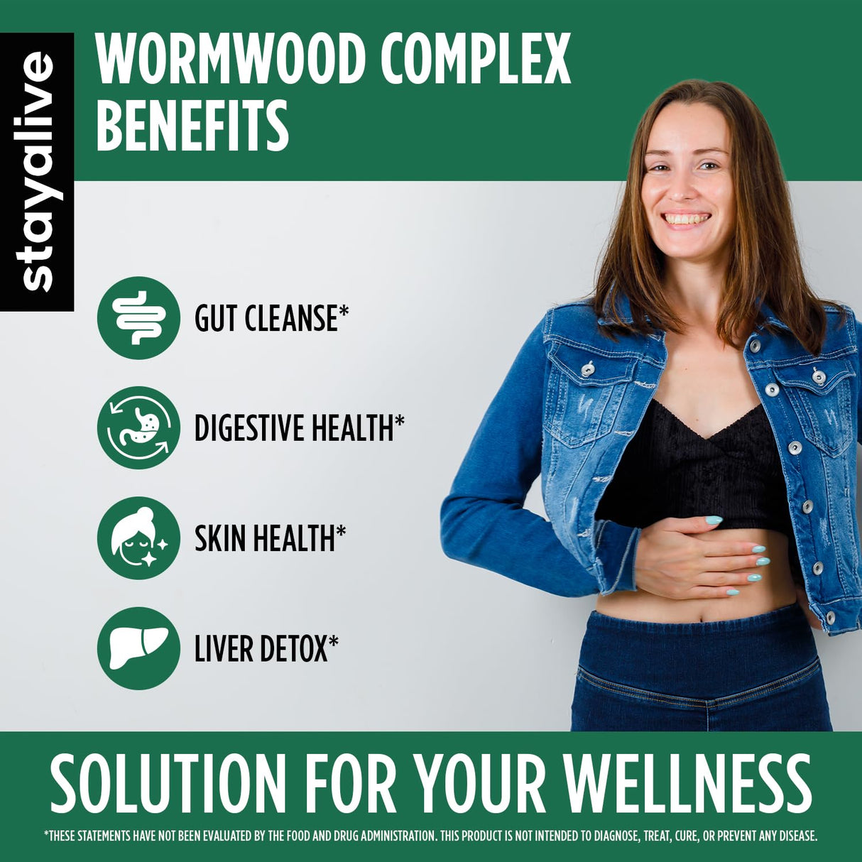STAY ALIVE Wormwood Black Walnut Clove Cleanse Extract, 11-in-1 Extra Strength Complex, 120 Pills, Herbal Supplement for Adults, Vegan, Non-GMO & Gluten Free Sweet Wormwood Capsules
