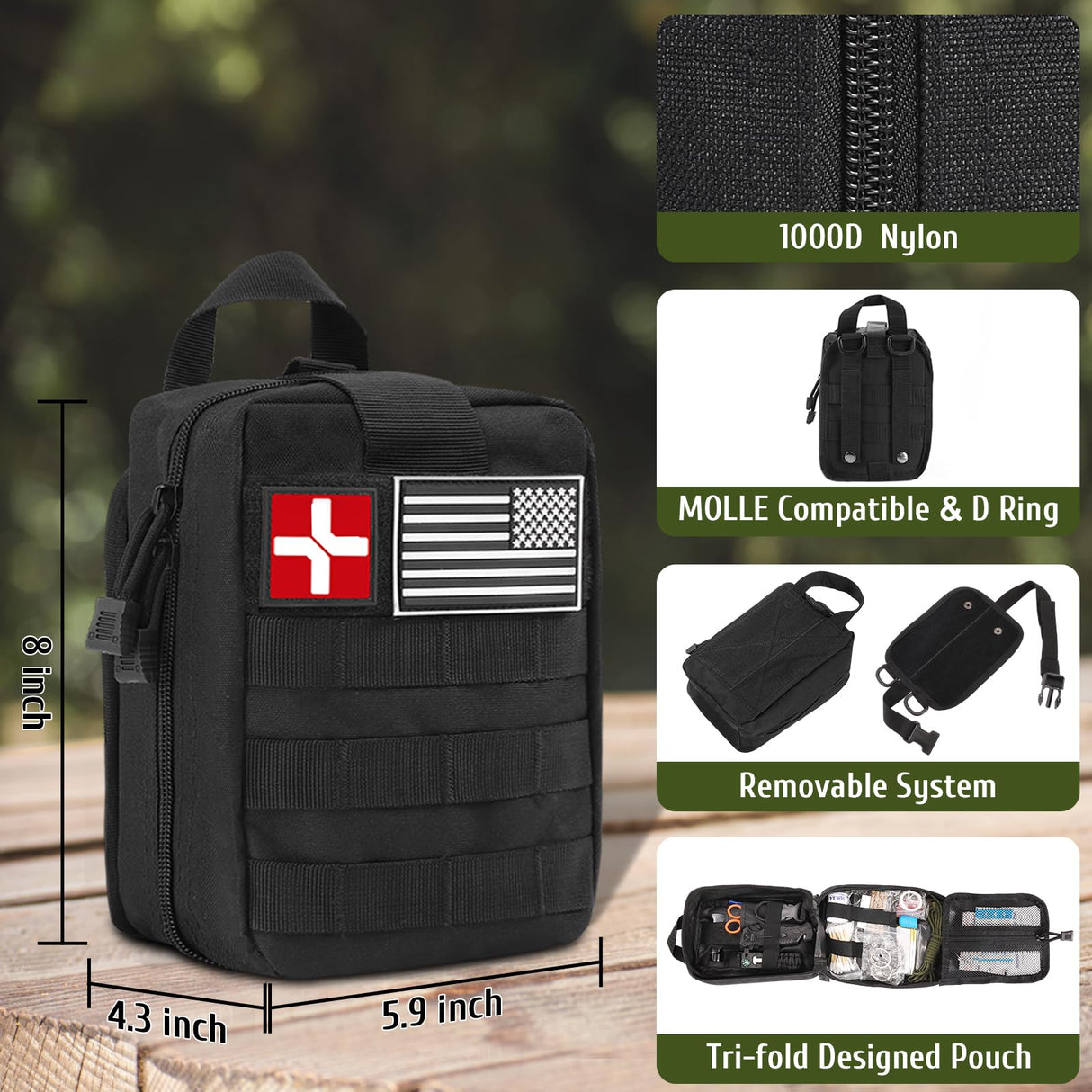 ABPIR 170 PCS Survival Kits, Survival First Aid Kit with Essential Survival Gear Emergency Medical Supplies for Hiking Camping Backpacking Outdoor Adventure, Gifts for Him Dad Men Christmas