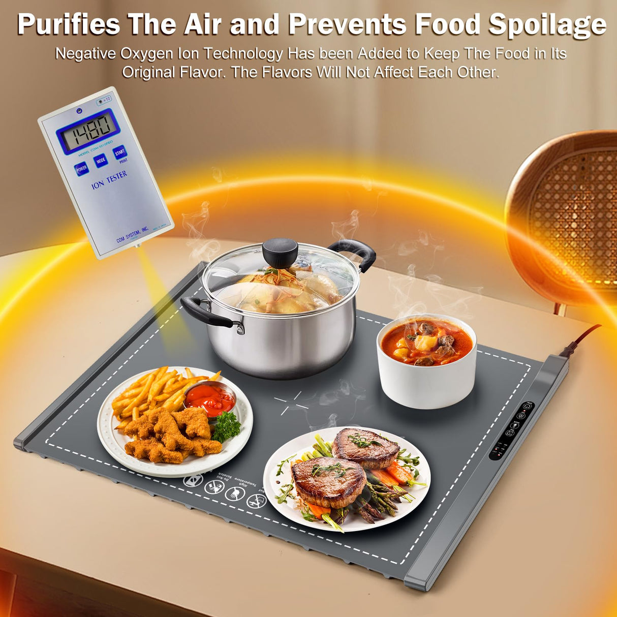 ZIHUOFAN Food Warming Mat - Portable Party Buffet Electric Warming Tray, Foldable Food Warmer, Timed Off, Temperature Adjustable, Suitable for Daily, Outdoor, Party