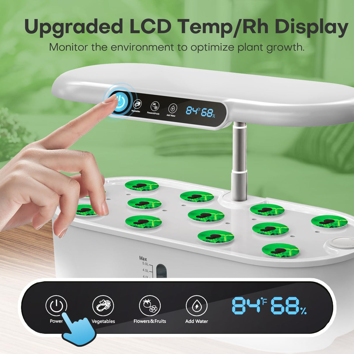 Ahopegarden Hydroponics Growing System: 12 Pods with Smart Env.Detection