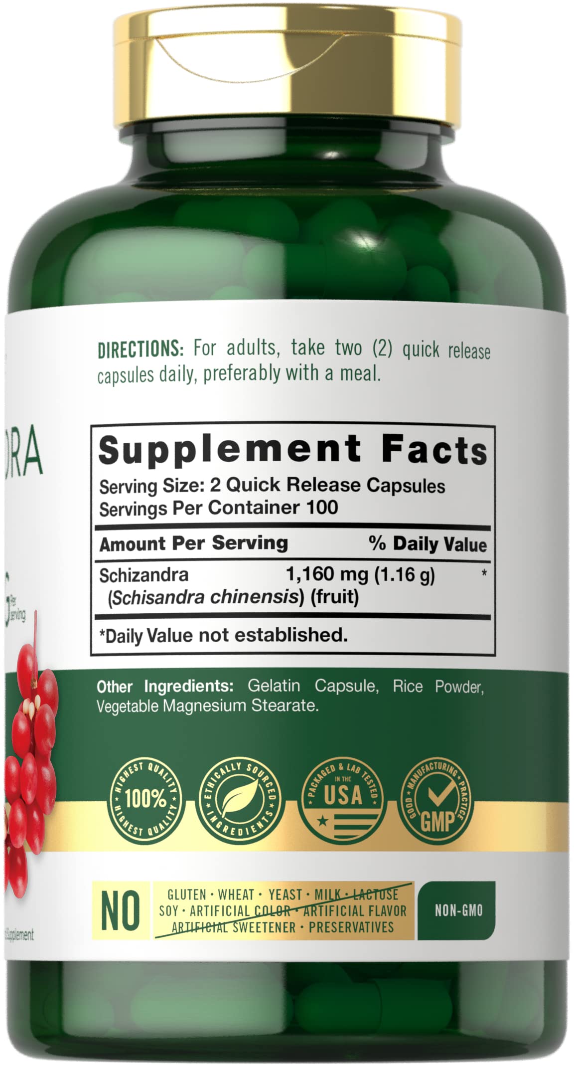 Carlyle Schisandra Supplement 1160 mg | 200 Capsules | for Women and Men | Berry Fruit Extract | Non-GMO and Gluten Free