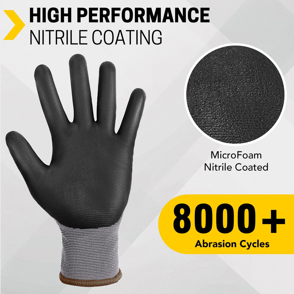 FURWEY Safety Work Gloves,16 Pairs Micro-Foam Nitrile Coated Glove for Men and Women, Touchscreen, Ideal for Warehouse Package Handling,Construction, Gardening, Large