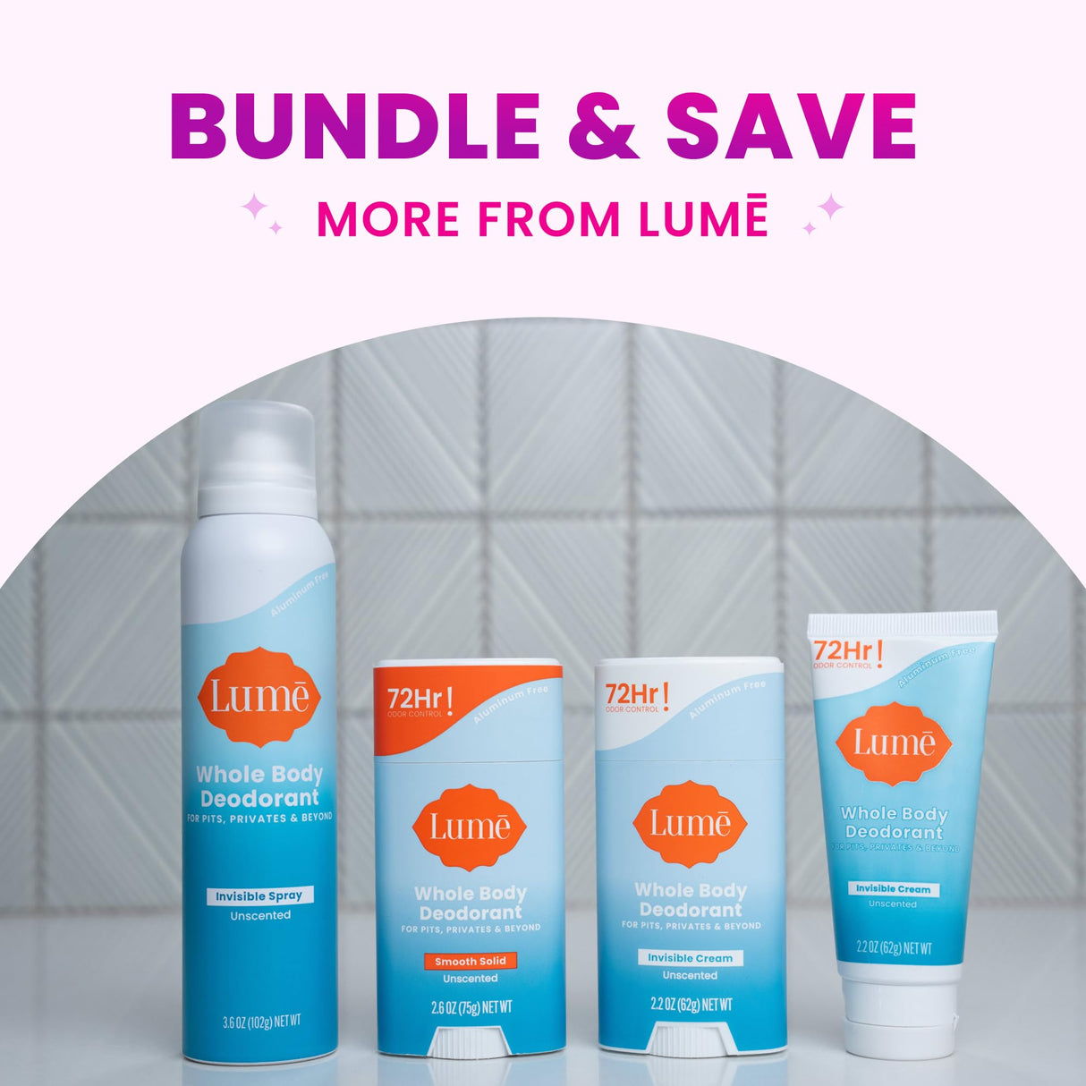 Lume Invisible Spray Deodorant For Women - Whole Body Deodorant Spray - 72 Hr Odor Control - Ozone Friendly, Natural Propellant - Aluminum & Baking Soda Free, Skin Loving - 2 pack (Unscented)