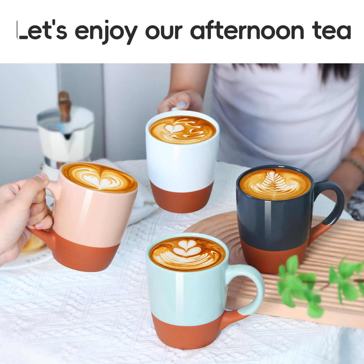 Smilatte 20 OZ Large Coffee Mug, Nice Ceramic Boss Tea Cup with Big Handle for Dad Men Women, Unique Style for Any Kitchen, White