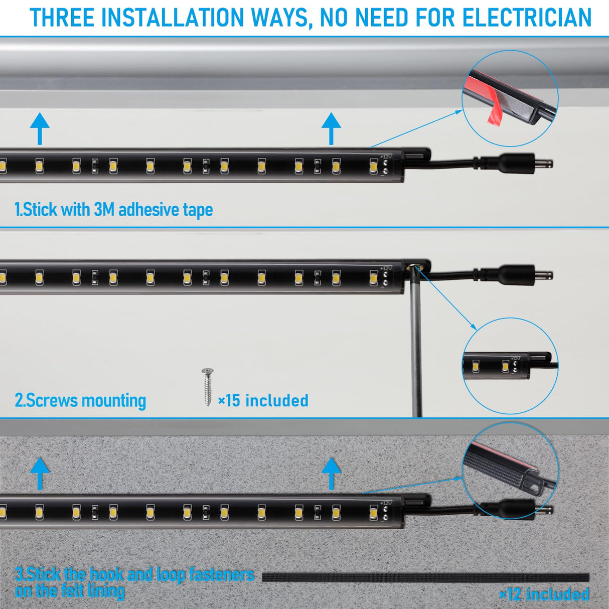 TORCHSTAR 6pcs 12 Inch LED Safe Lighting Kit, Motion Sensor, 5000K