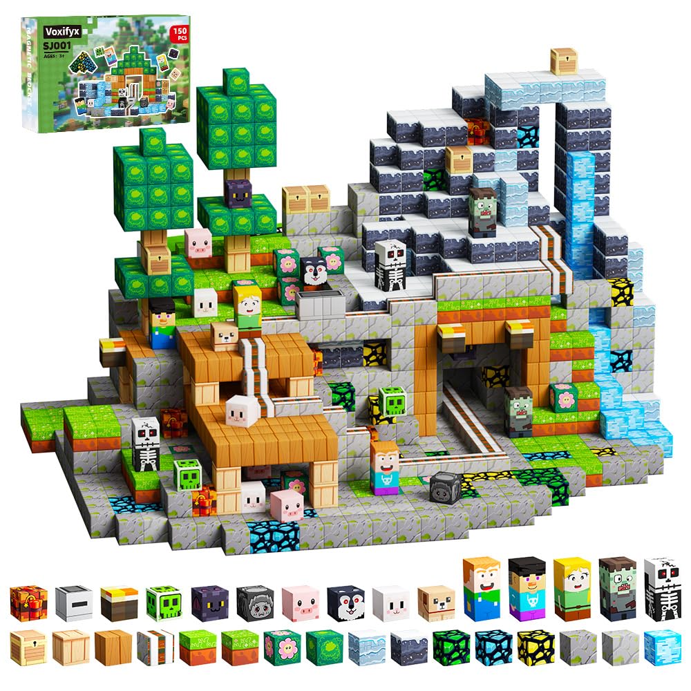 Voxifyx 150PCS Magnetic Building Blocks Set Toys, Kids Classroom Magnet Blocks Sensory Toy for Toddlers STEM Learning, Construction Stacking Toy for Kids Boys and Girls Christmas Birthday Gifts