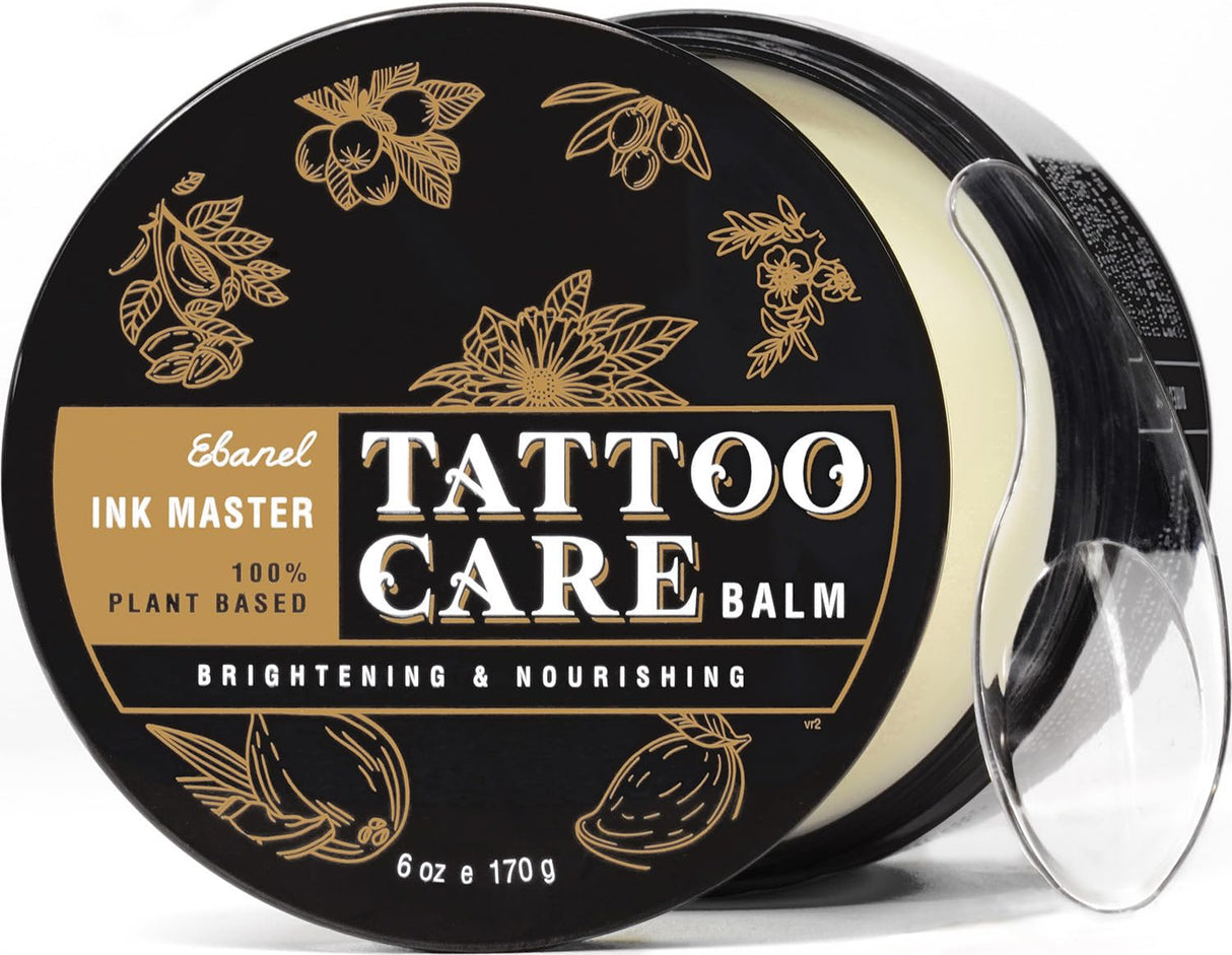Ebanel Tattoo Aftercare Balm, All Natural Preservative-Free Healing Cream, Tattoo Cream Aftercare Color Enhancement Butter with Herbal Essences and Essential Oils for New and Old Tattoos, 6Oz