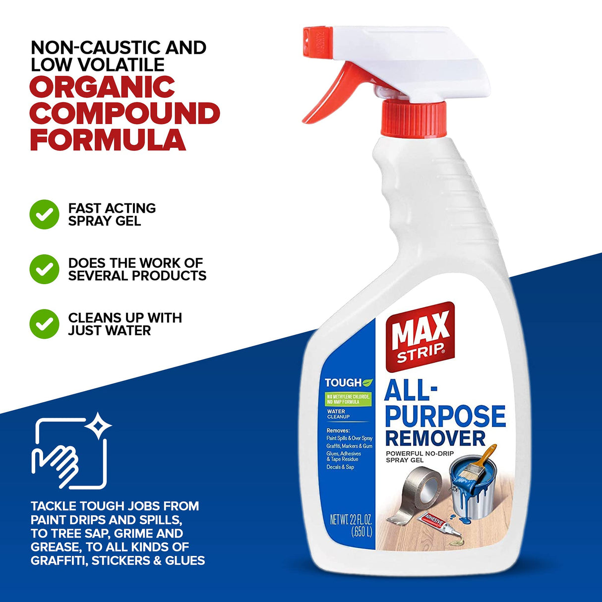 All Purpose Paint Remover Spray 22oz - Water Based Adhesive Remover Spray, Spray Paint Remover, Graffiti Remover Spray, Overspray Remover, Dried Paint Remover - No Methylene Chloride NMP Formula