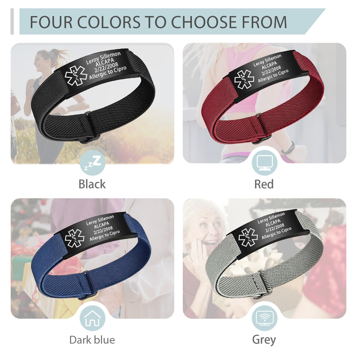 Personalized Medical Alert Bracelet Custom Medical Id Bracelets for Men