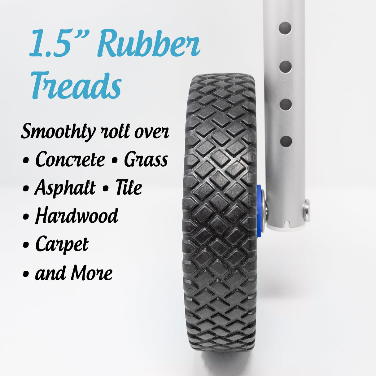 Top Glides 8" Off-Road Walker Wheel Kits with Free Flexfit Universal Ski Glides (Blue)