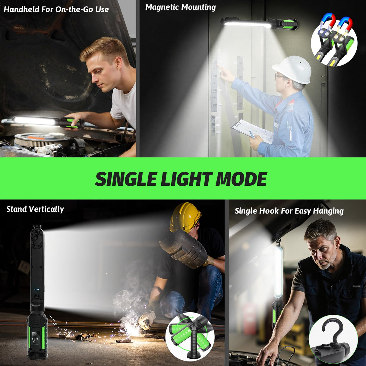 Sylsmart Rechargeable Mechanic Light, 2-in-1 Magnetic Light Bar with Motion Sensor, 2400LM Underhood Work Lights for Mechanics, for Automotive Repair, Inspection, Garage, Emergency
