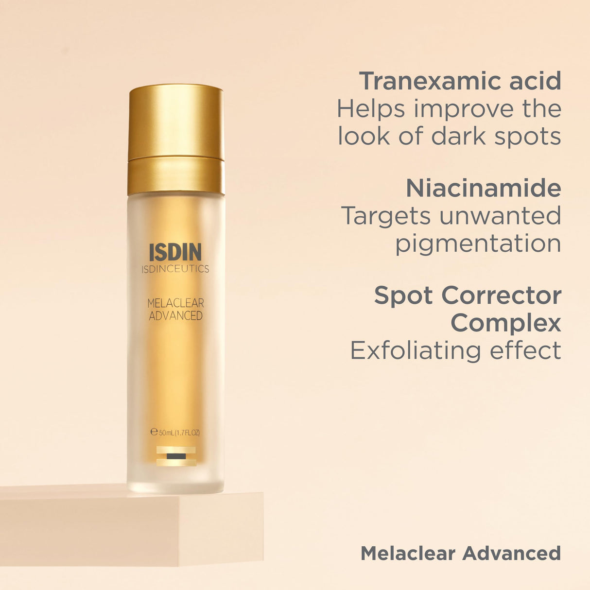Isdinceutics Melaclear Advanced - Dark Spot Corrector for Face with Niacinamide 1.7 FL OZ (50 ml).