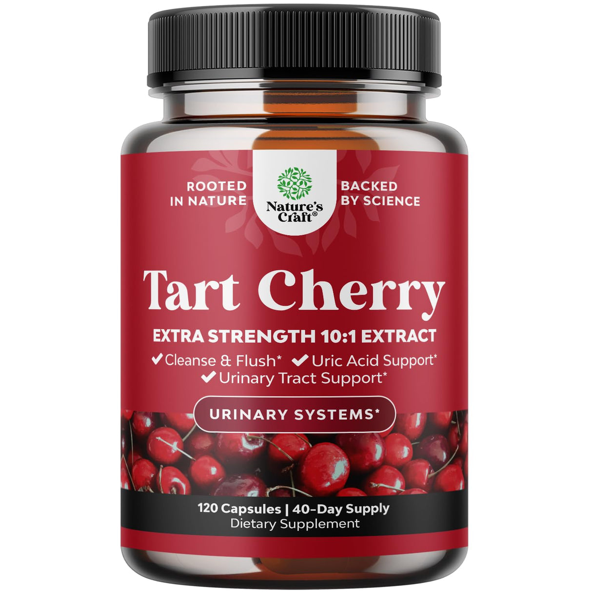 Advanced Tart Cherry Extract Capsules - Extra Strength 750mg Per Serving Equivalent Tart Cherry Capsules Uric Acid Cleanse and Joint Support Supplement - Muscle Recovery Supplement 120 Count