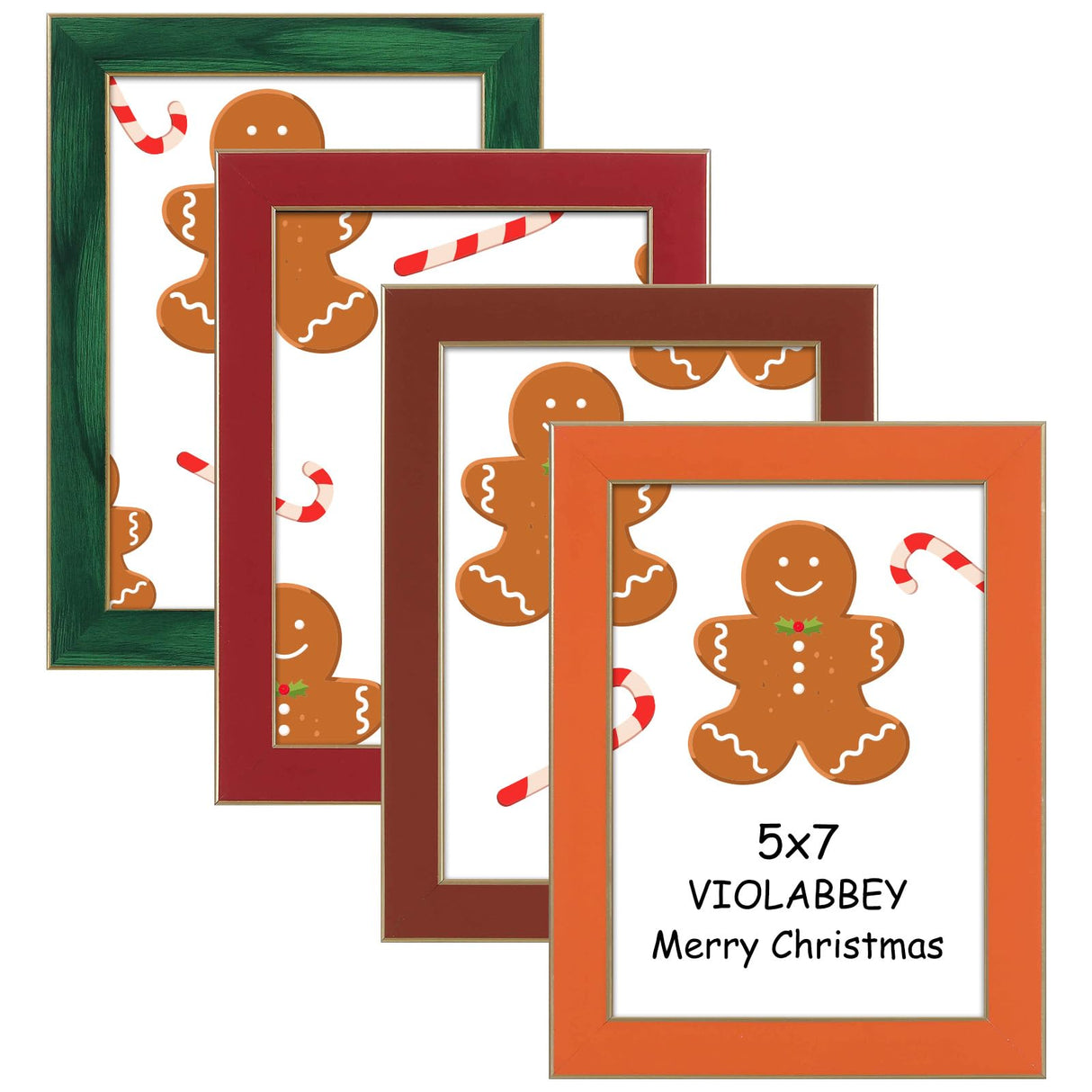 VIOLABBEY 5x7 picture frame set of 4, Modern photo frame with HD Real Glass, Family Friends Gift for Halloween and Christmas, Wall Mounted or Tabletop Display