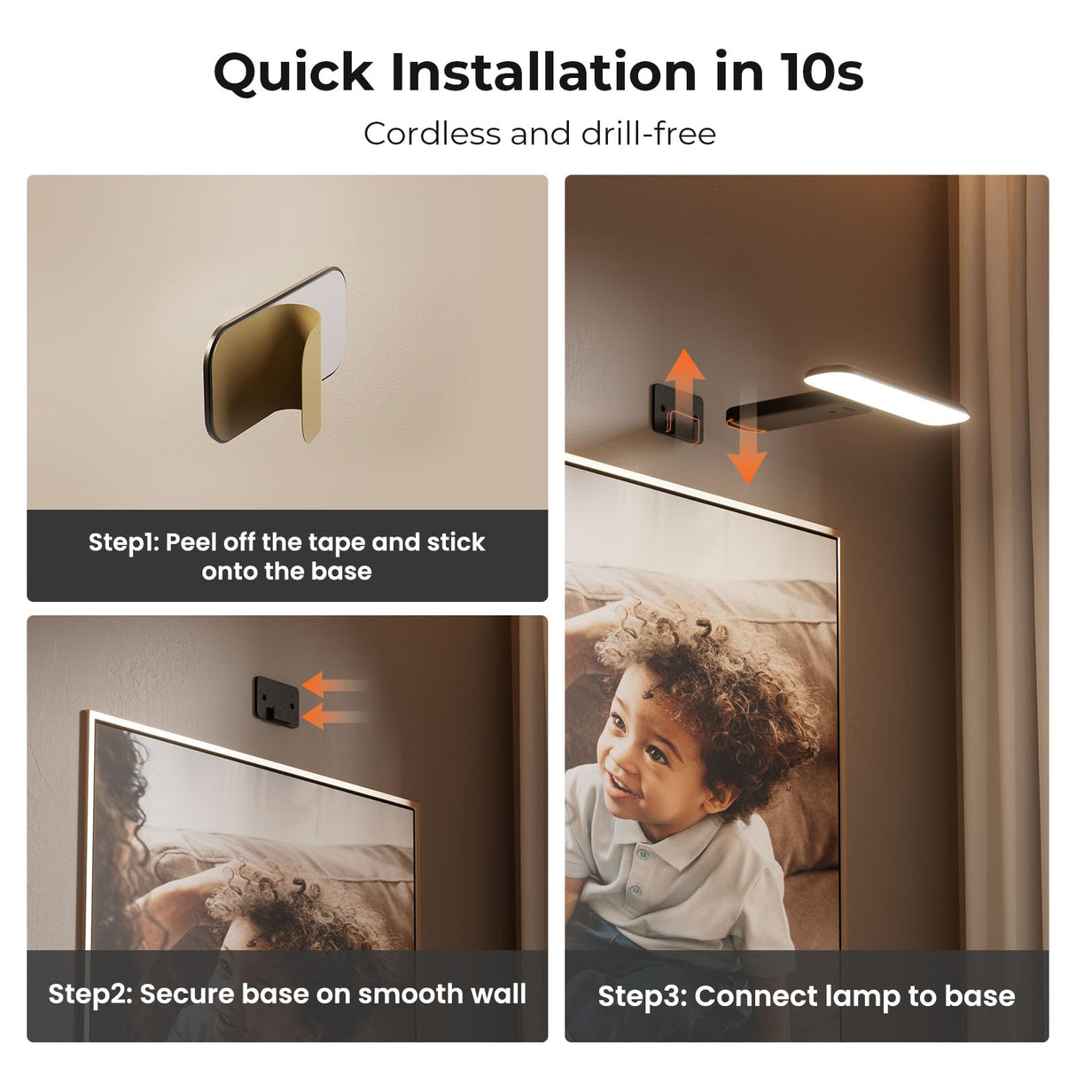 FULEN 2 Pack Picture Lights for Wall,Art Lights for Painting,Battery Operated Wall Sconce Rechargeable,LED Wall Light Cordless with Remote, Frame,Gallery,Dartboard Lights No-Drill,Black