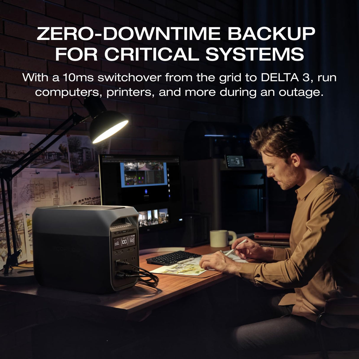 EF ECOFLOW DELTA 3 Portable Power Station, Full Charge in 43 Min, 1024Wh LiFePO4 Battery, 1800W AC/100W USB-C Output, Solar Generator(Solar Panel Optional) for Home Backup Power, Camping & RVs