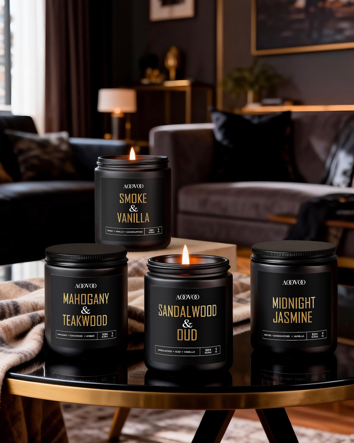 AOOVOO Scented Candles for Men - 4 Pack Candles for Home Scented
