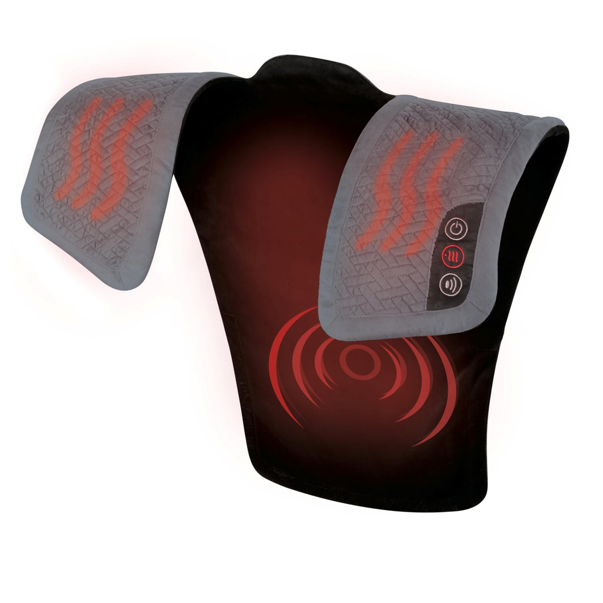 Homedics Vibration Heated Shoulder Massager Wrap, Comfort Pro Elite, Soft Fabric, Tension Relief, 2 Speeds & Styles, Long, NMS-450H