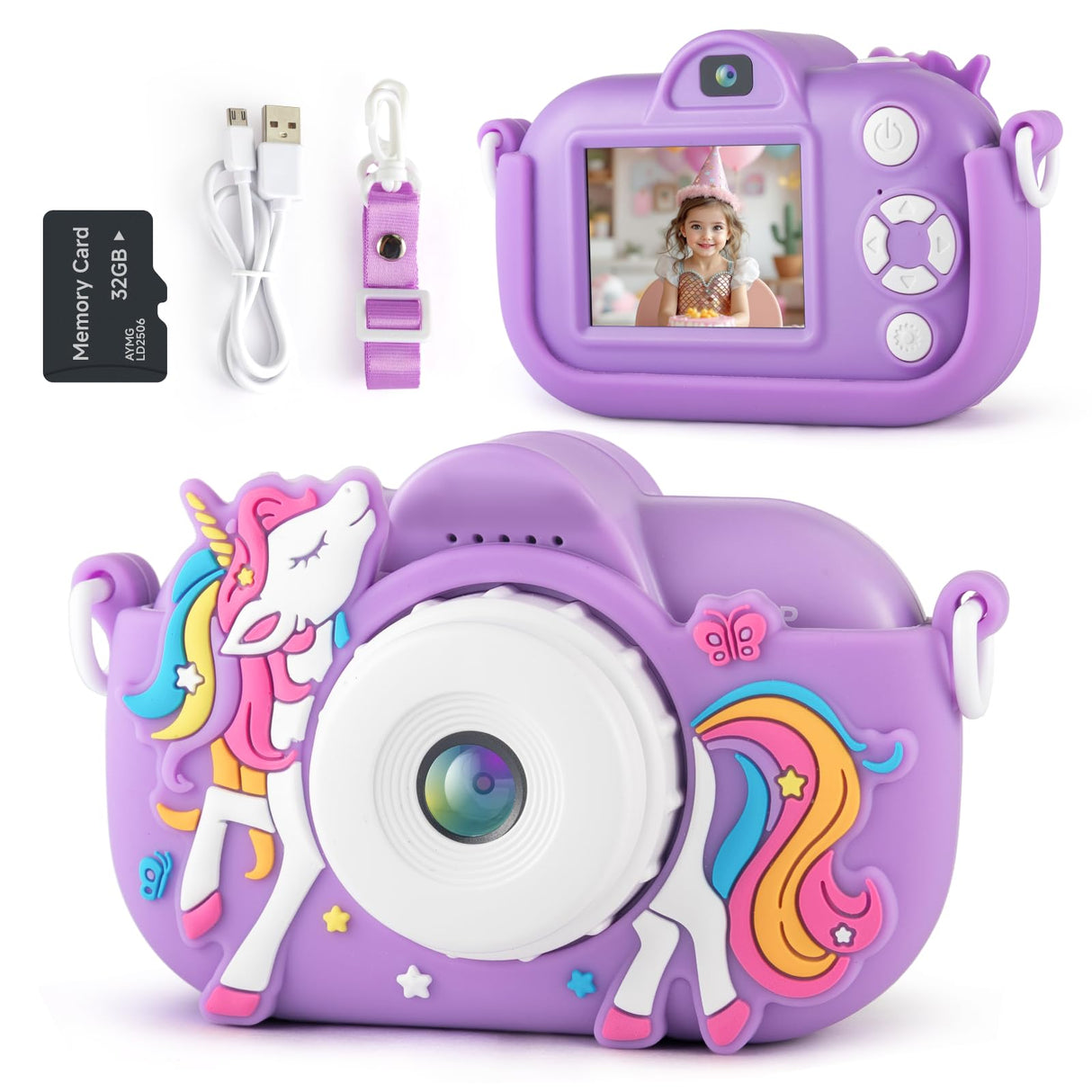 Kids Camera Toddler Toys for 3 4 5 6 7 8 Years Old Girls, 48MP HD Dual Lens Selfie Camera for Kids, 1080P HD Video Kids Digital Camera for Age 3-9 Christmas Birthday Gifts with 32G SD Card
