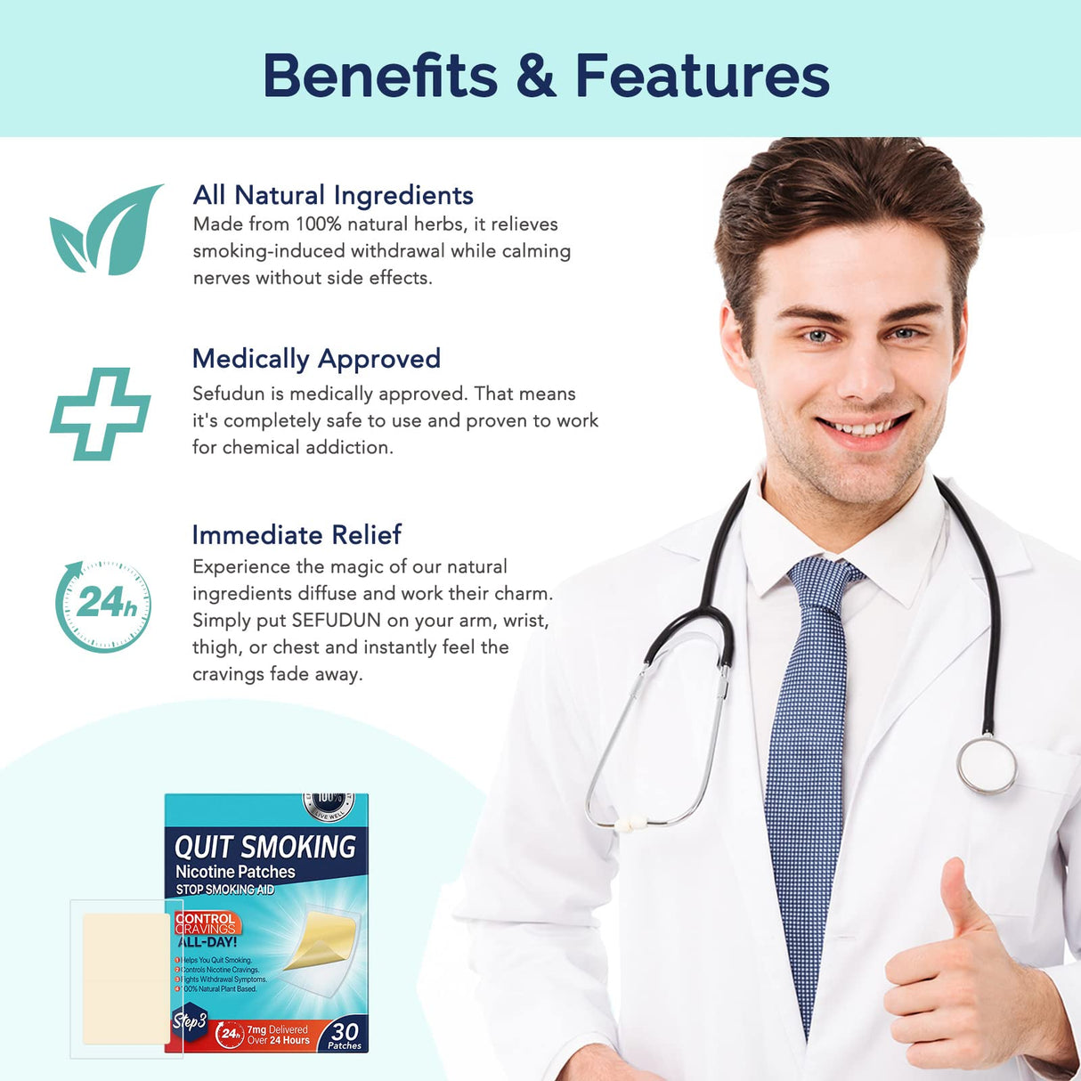 Stop Aid,Step 3,30 Patches,7mg Delivered Over 24 Hours,Helping Quit Patch,Stop Patches