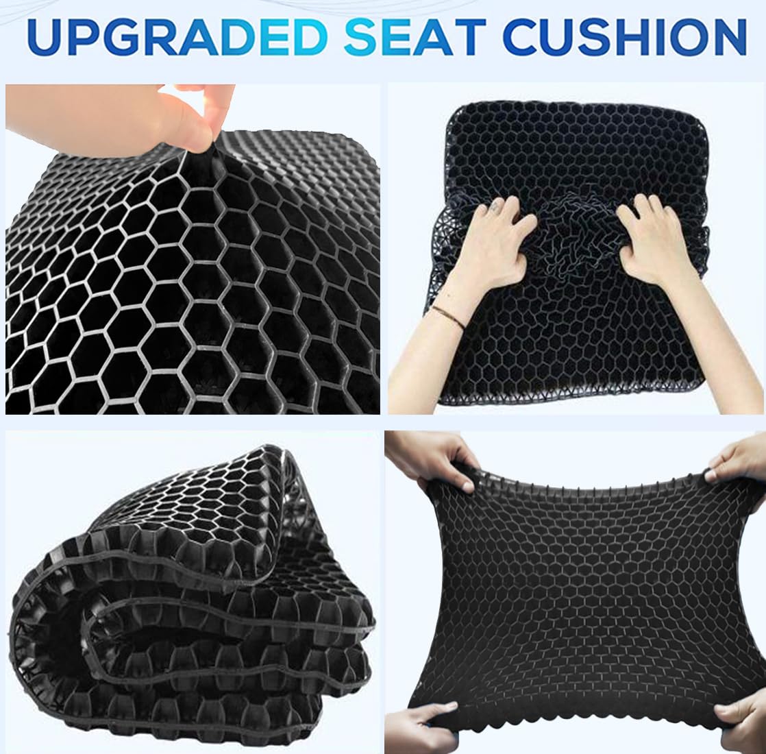 Gel Wheelchair Seat Cushion for Long Sitting - Cooling Office Chair Cushion for Sciatica, Back, Pressure Sore, Tailbone Pain Relief - Soft & Breathable Butt Pillow with Non-Slip Cover for Wheelchair