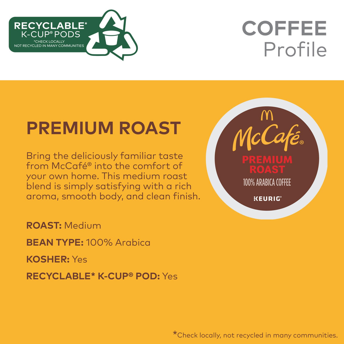 McCafe Premium Roast Medium Roast Coffee, K-Cup Pods, 96 Count