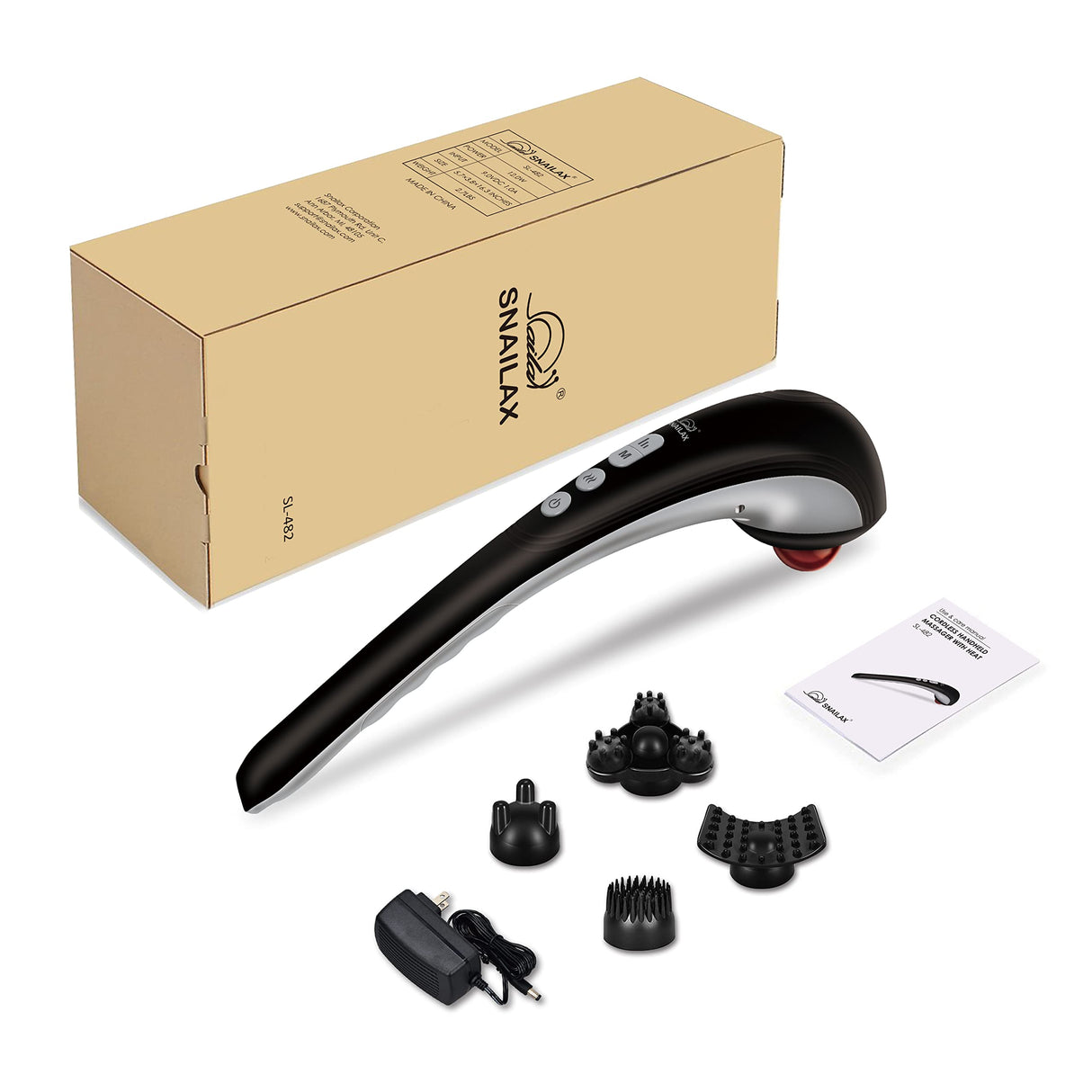 Snailax Cordless Handheld Back Massager - Rechargeable Percussion Massage with Heat, FSA HSA Eligible, Deep Tissue Massager for Neck Shoulder Waist Leg Foot Back, Portable Wand Massager for Full Body