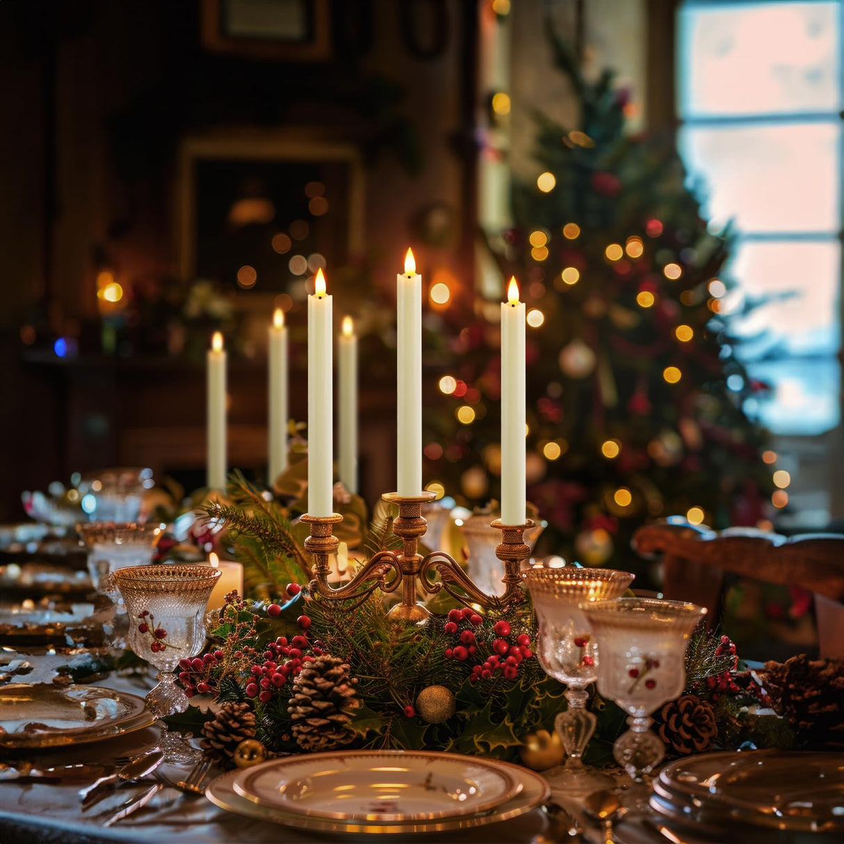 Homemory Rechargeable Flameless Taper Candles, Real Waxy LED Candlesticks Flickering, Battery Operated Candles with Remote Timer, 9.6 Inches for Home Wedding Christmas Decor, 6 Pcs, Ivory