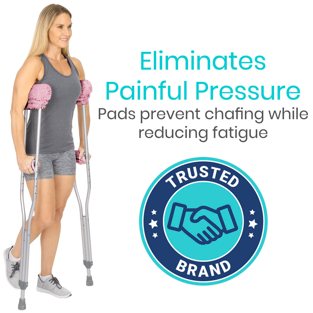 Vive Sheepskin Crutch Pads & Hand Grips - Comfortable, Breathable, Machine Washable Padding for Adults - Premium Accessory Covers for Crutches, Armpits - Latex-Free & Non-Toxic